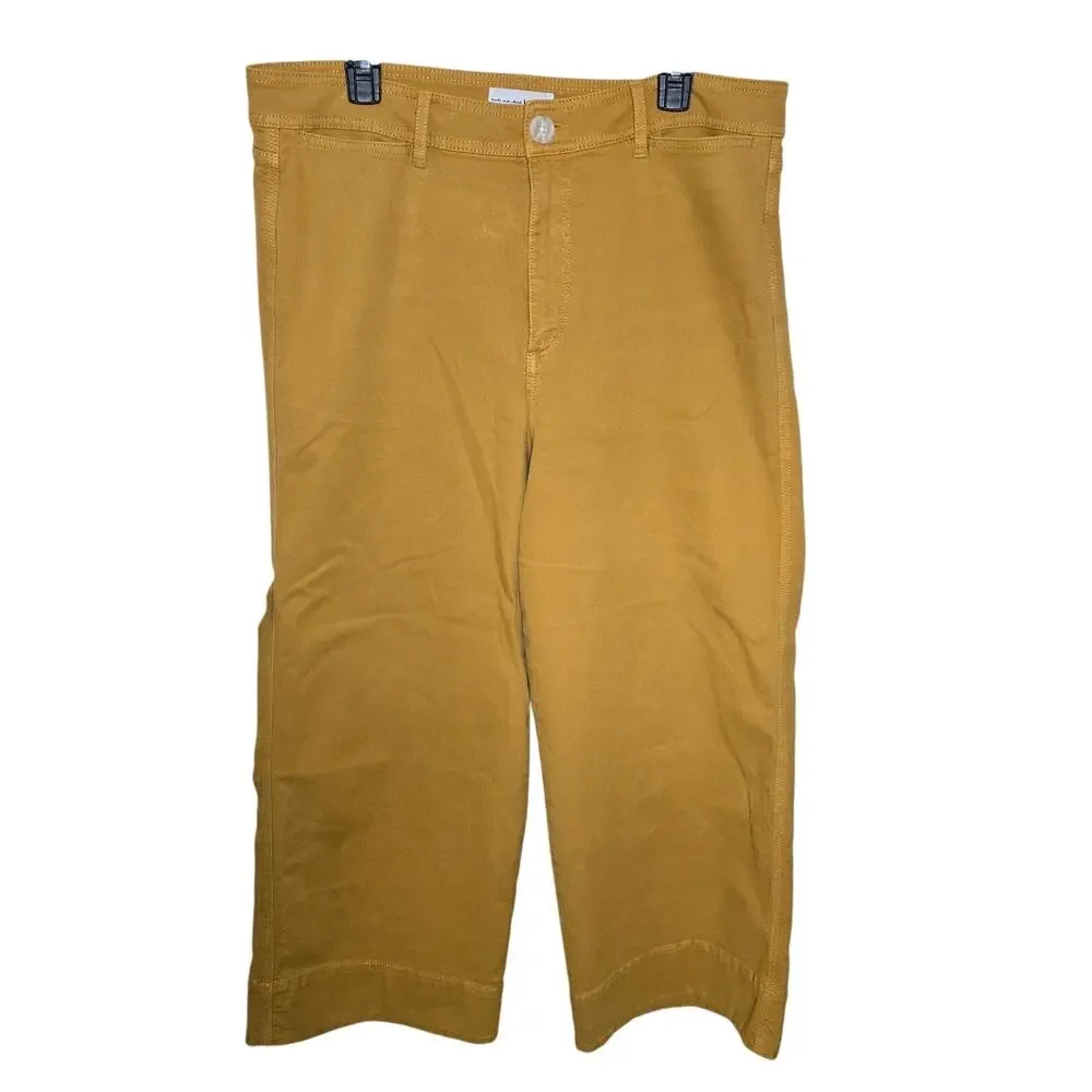 Loft Women's Mustard Yellow Cropped Jeans, Size 32/14,High Waist, Wide Leg - Picture 2 of 9